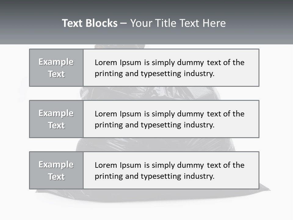 A Black Trash Bag With A Name Tag On It PowerPoint Template