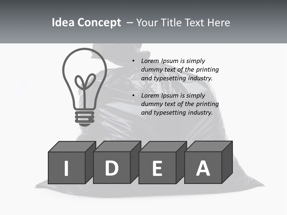 A Black Trash Bag With A Name Tag On It PowerPoint Template