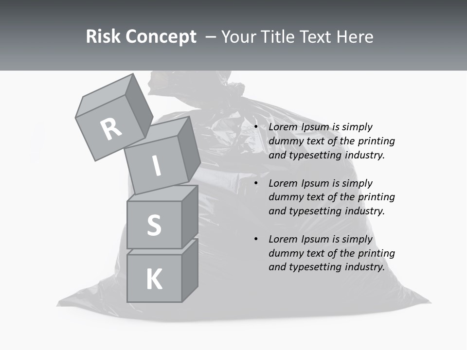 A Black Trash Bag With A Name Tag On It PowerPoint Template