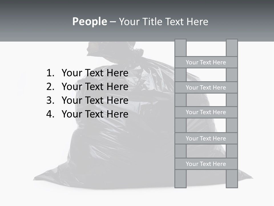 A Black Trash Bag With A Name Tag On It PowerPoint Template
