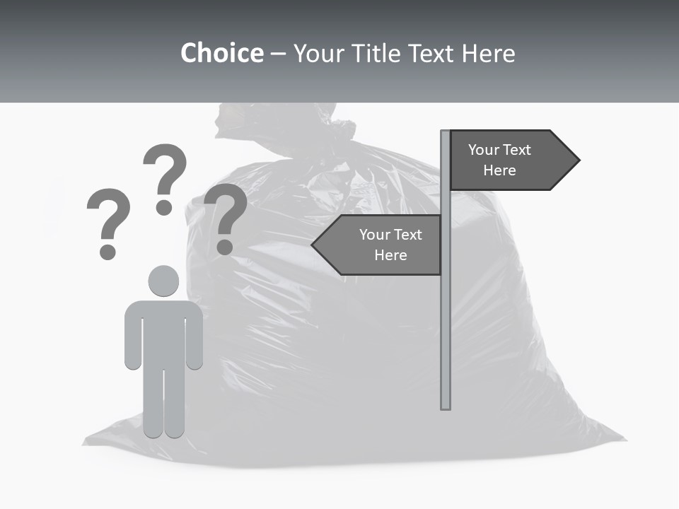 A Black Trash Bag With A Name Tag On It PowerPoint Template