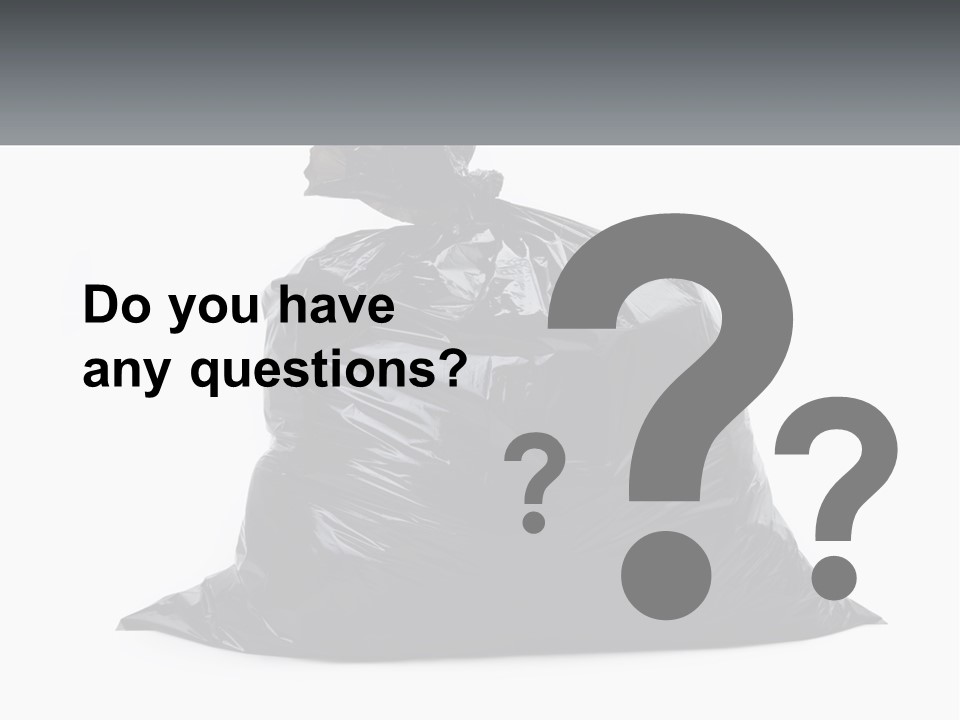 A Black Trash Bag With A Name Tag On It PowerPoint Template