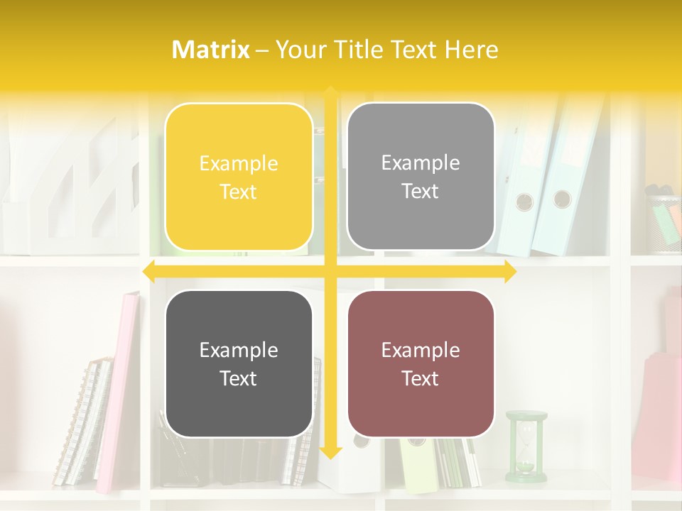 A Book Shelf Filled With Binders And Folders PowerPoint Template