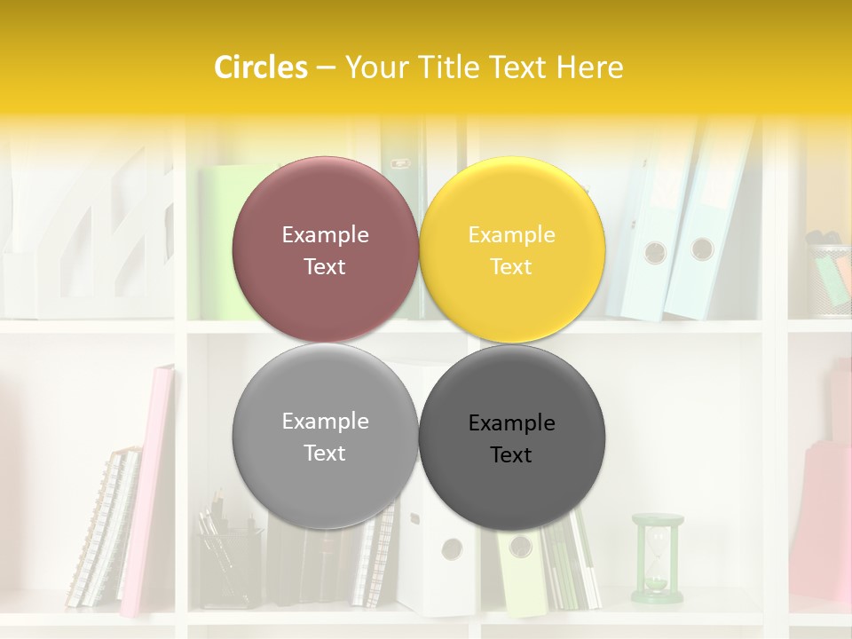 A Book Shelf Filled With Binders And Folders PowerPoint Template