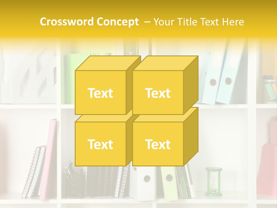 A Book Shelf Filled With Binders And Folders PowerPoint Template