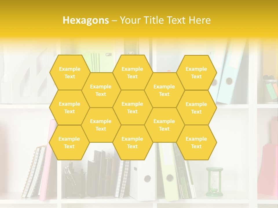 A Book Shelf Filled With Binders And Folders PowerPoint Template