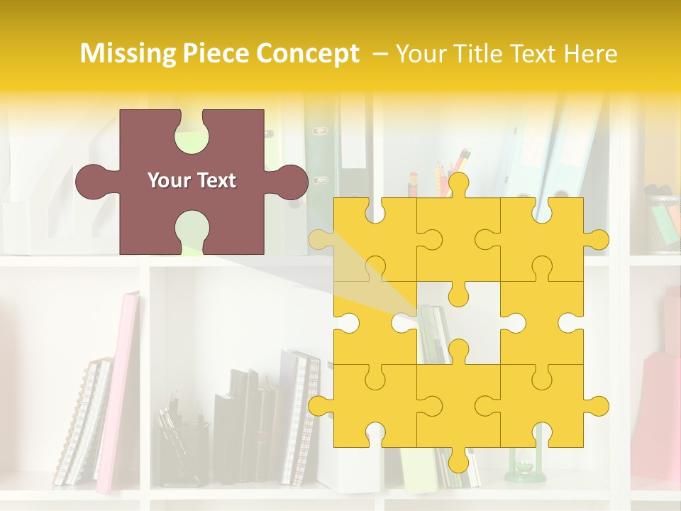 A Book Shelf Filled With Binders And Folders PowerPoint Template