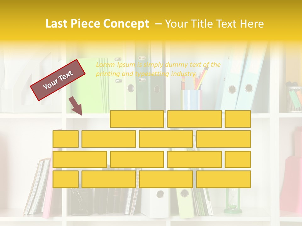 A Book Shelf Filled With Binders And Folders PowerPoint Template