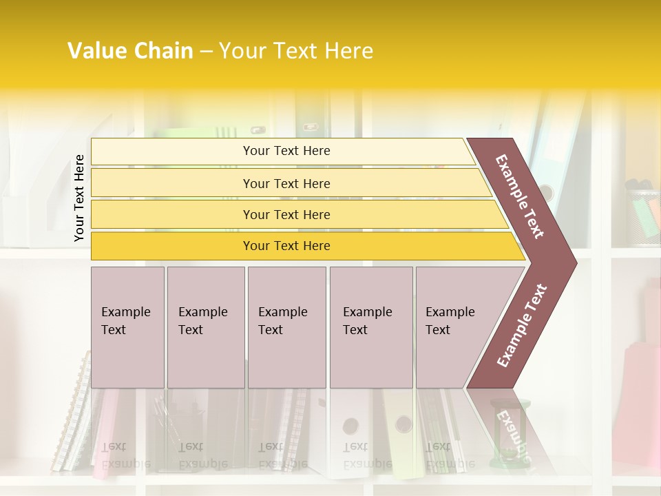 A Book Shelf Filled With Binders And Folders PowerPoint Template