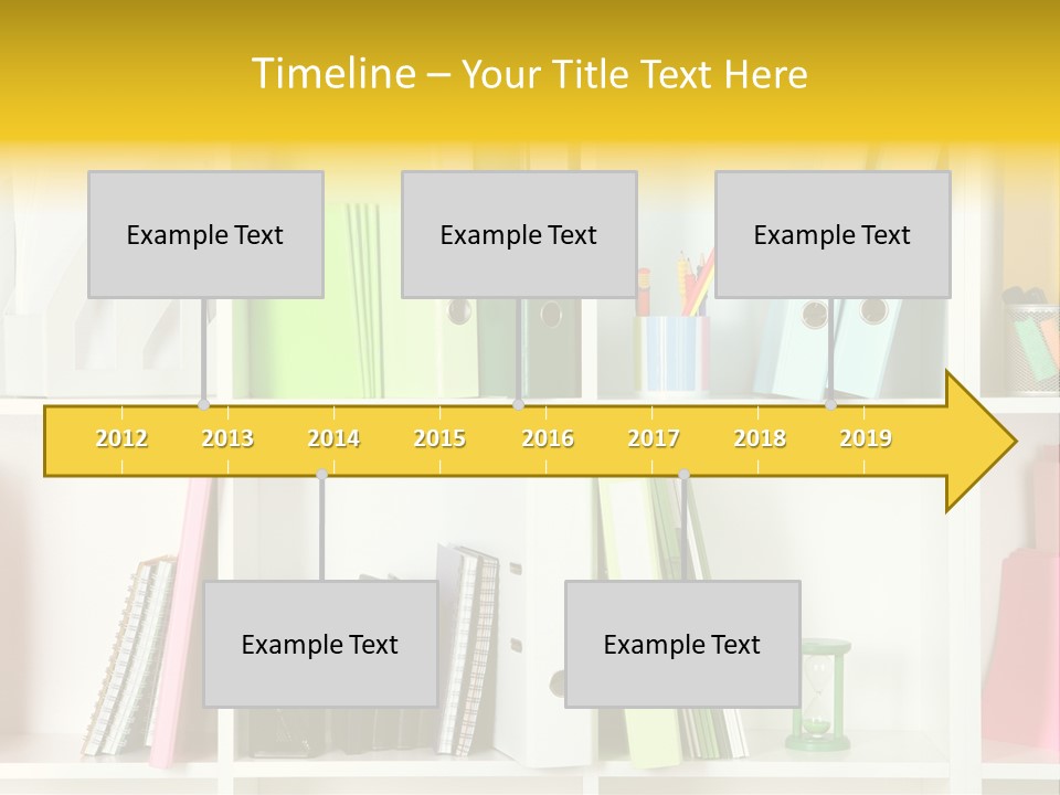 A Book Shelf Filled With Binders And Folders PowerPoint Template