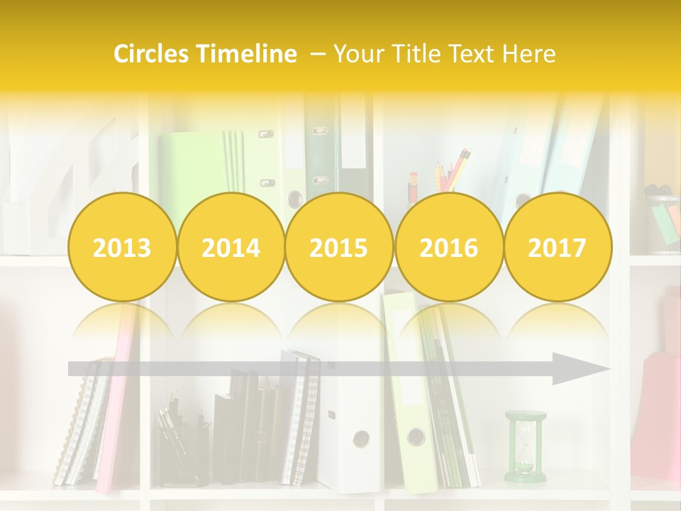 A Book Shelf Filled With Binders And Folders PowerPoint Template