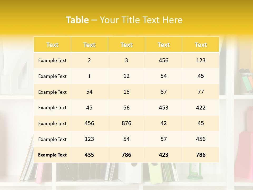 A Book Shelf Filled With Binders And Folders PowerPoint Template