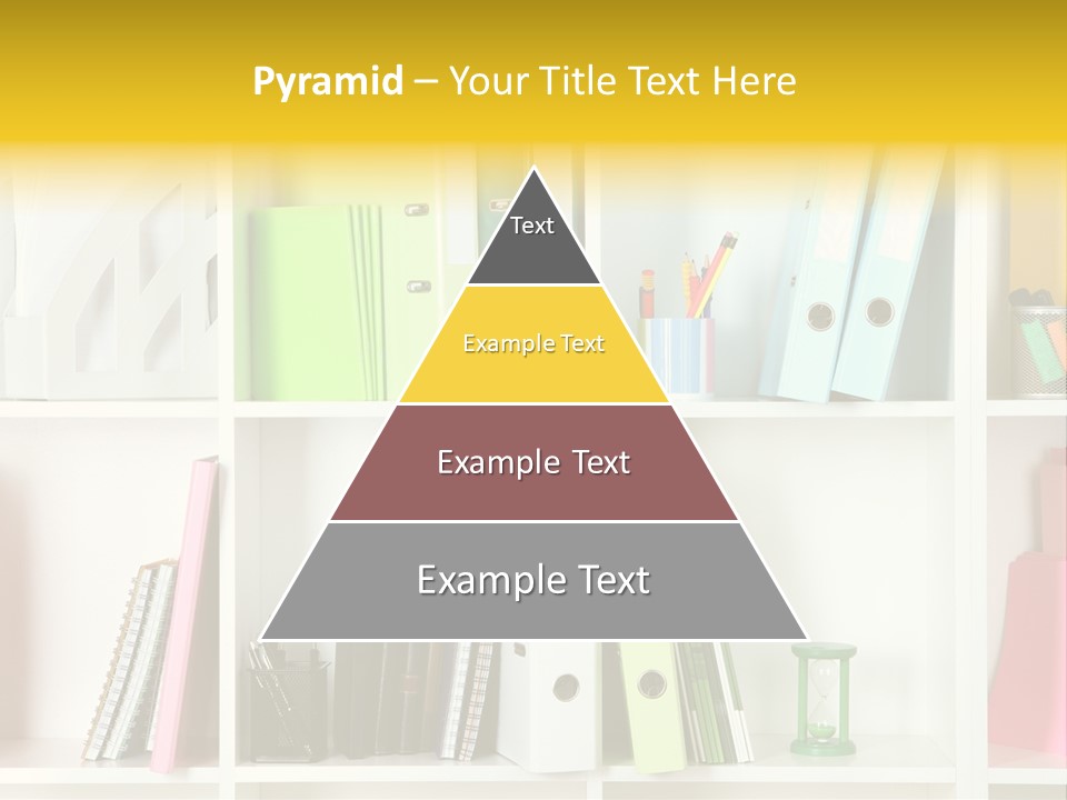 A Book Shelf Filled With Binders And Folders PowerPoint Template