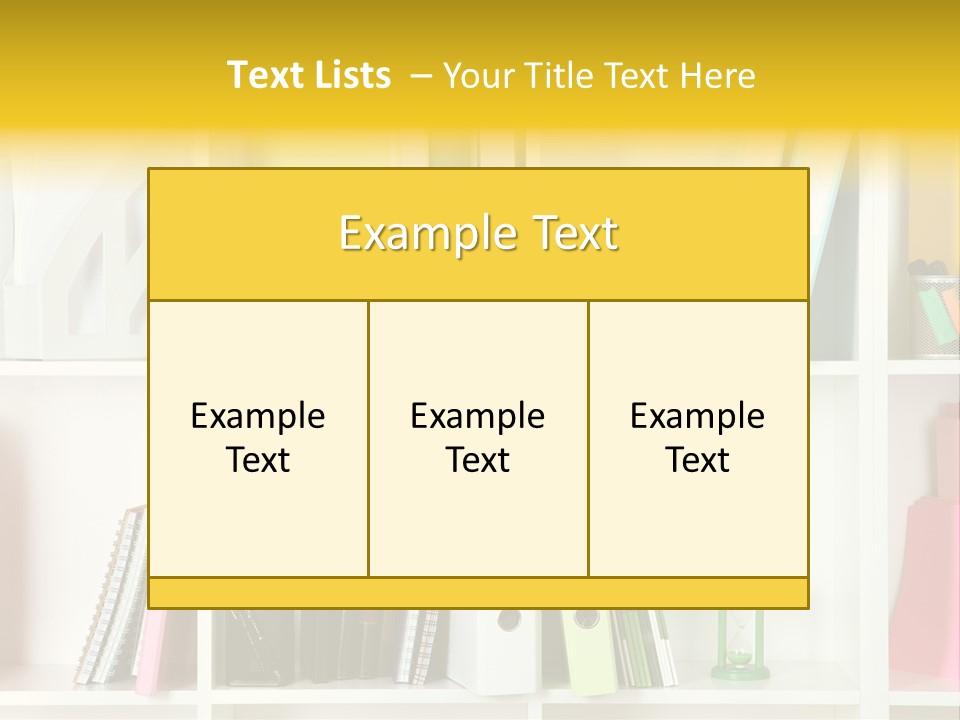 A Book Shelf Filled With Binders And Folders PowerPoint Template