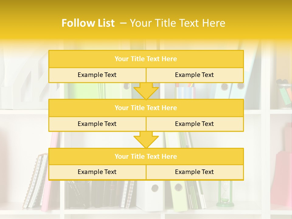 A Book Shelf Filled With Binders And Folders PowerPoint Template