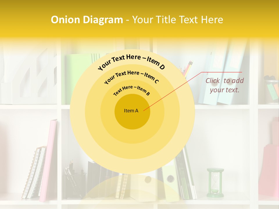 A Book Shelf Filled With Binders And Folders PowerPoint Template
