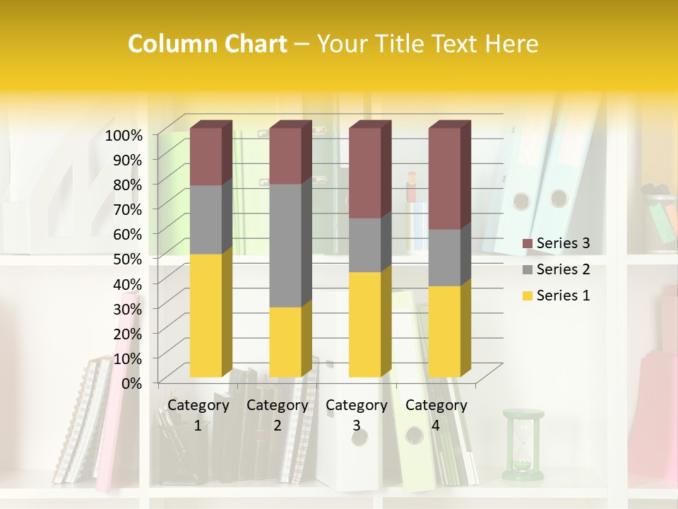 A Book Shelf Filled With Binders And Folders PowerPoint Template
