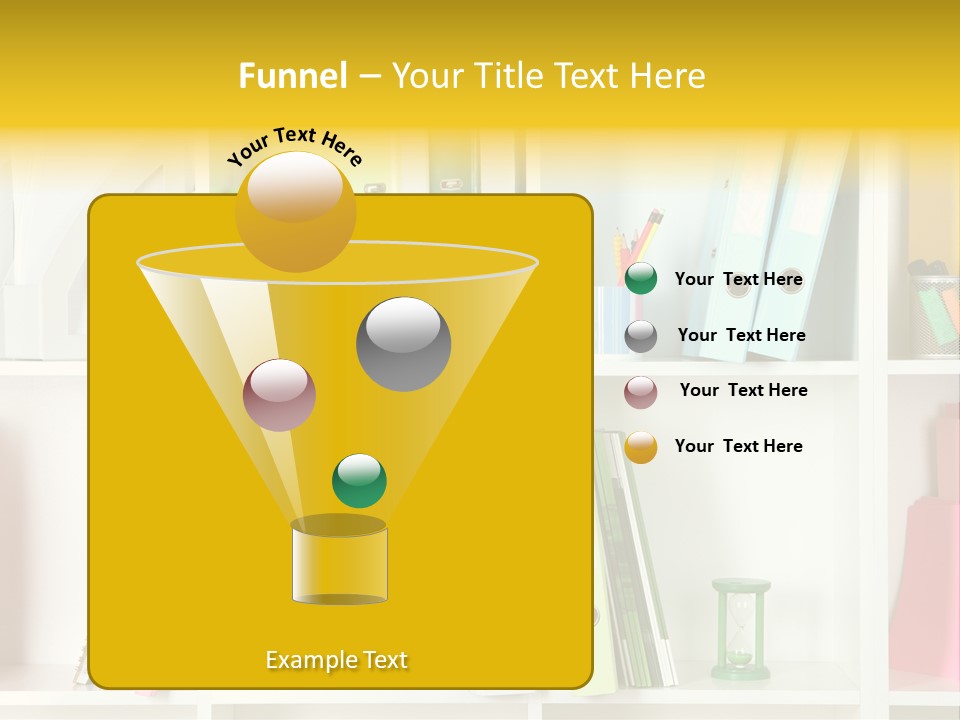 A Book Shelf Filled With Binders And Folders PowerPoint Template