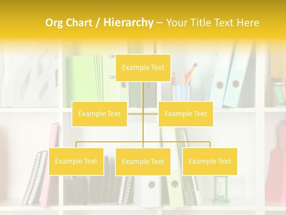 A Book Shelf Filled With Binders And Folders PowerPoint Template