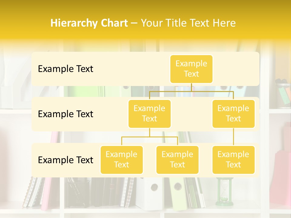 A Book Shelf Filled With Binders And Folders PowerPoint Template