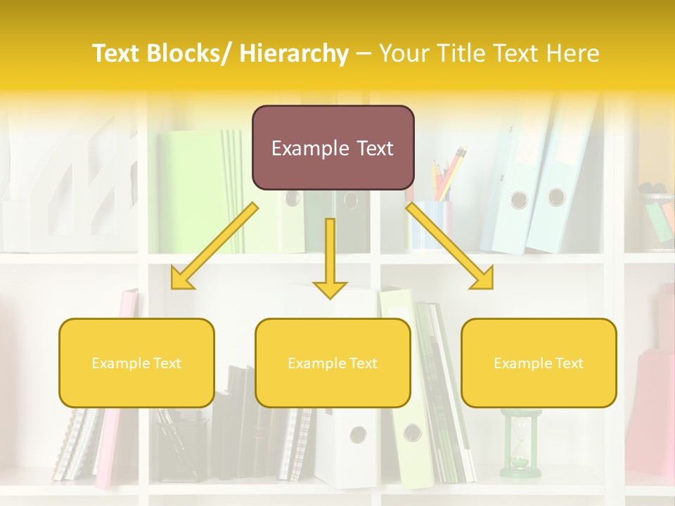 A Book Shelf Filled With Binders And Folders PowerPoint Template