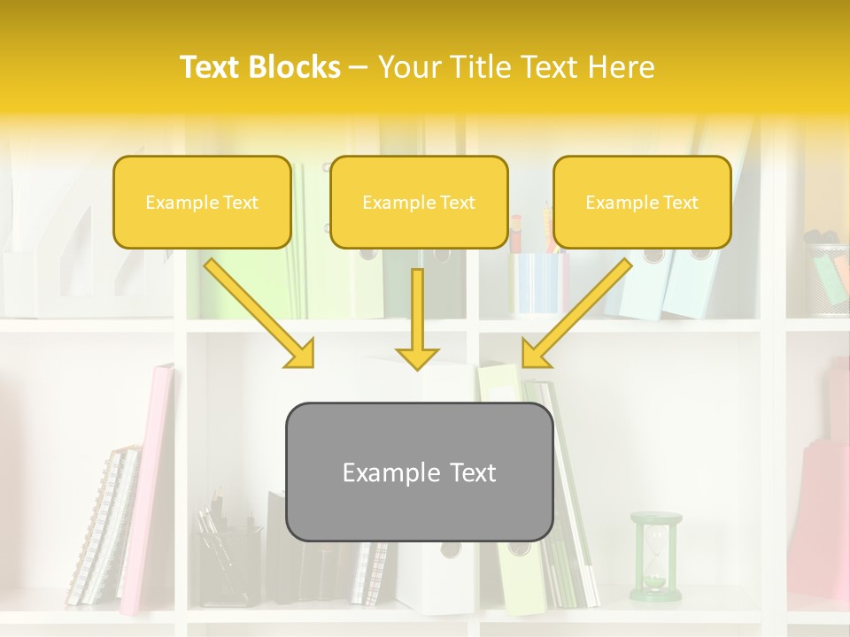 A Book Shelf Filled With Binders And Folders PowerPoint Template
