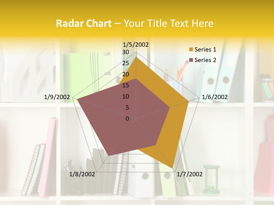 A Book Shelf Filled With Binders And Folders PowerPoint Template