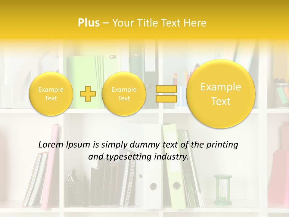 A Book Shelf Filled With Binders And Folders PowerPoint Template