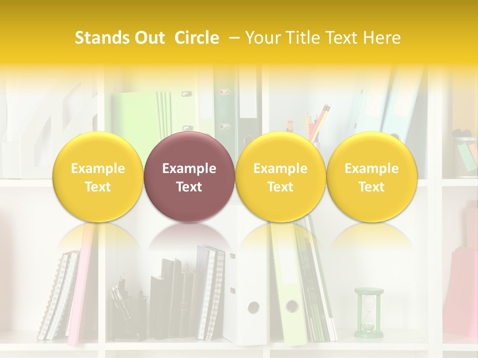 A Book Shelf Filled With Binders And Folders PowerPoint Template