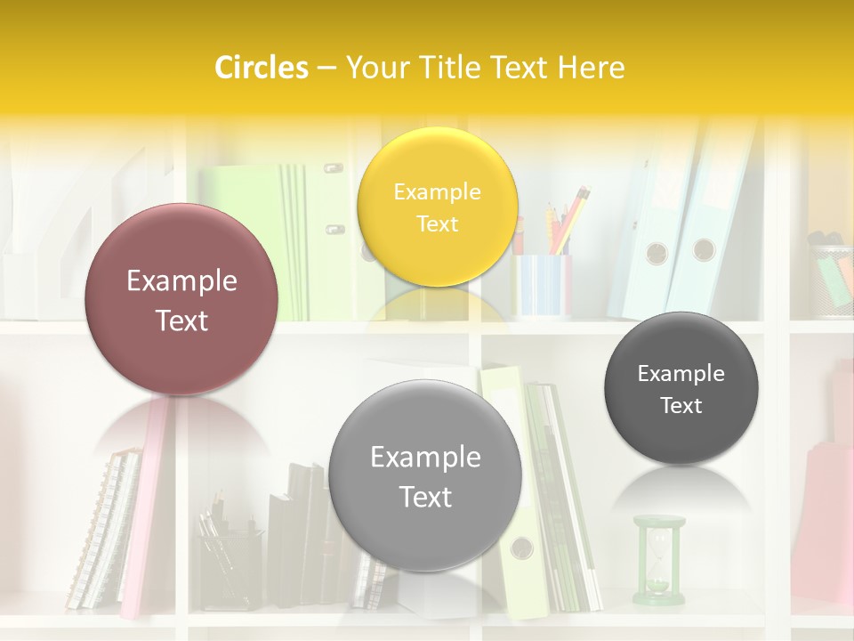 A Book Shelf Filled With Binders And Folders PowerPoint Template