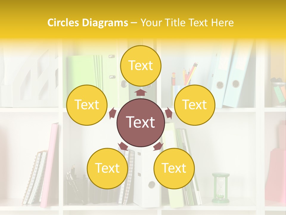 A Book Shelf Filled With Binders And Folders PowerPoint Template