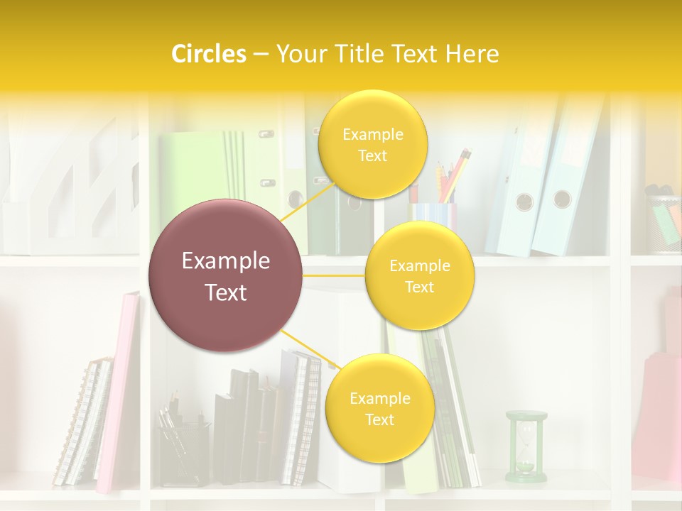 A Book Shelf Filled With Binders And Folders PowerPoint Template