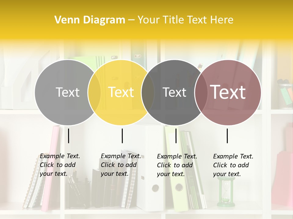 A Book Shelf Filled With Binders And Folders PowerPoint Template