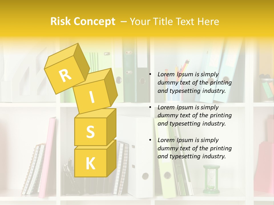 A Book Shelf Filled With Binders And Folders PowerPoint Template