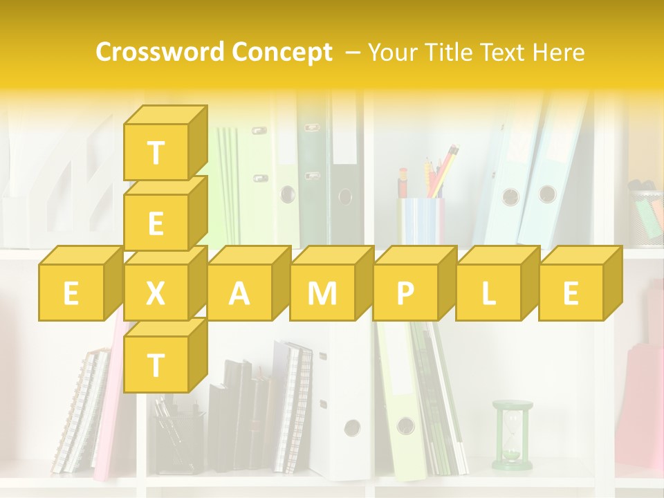 A Book Shelf Filled With Binders And Folders PowerPoint Template