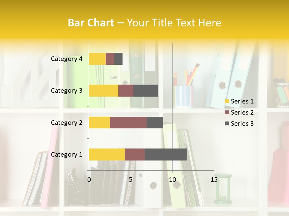 A Book Shelf Filled With Binders And Folders PowerPoint Template