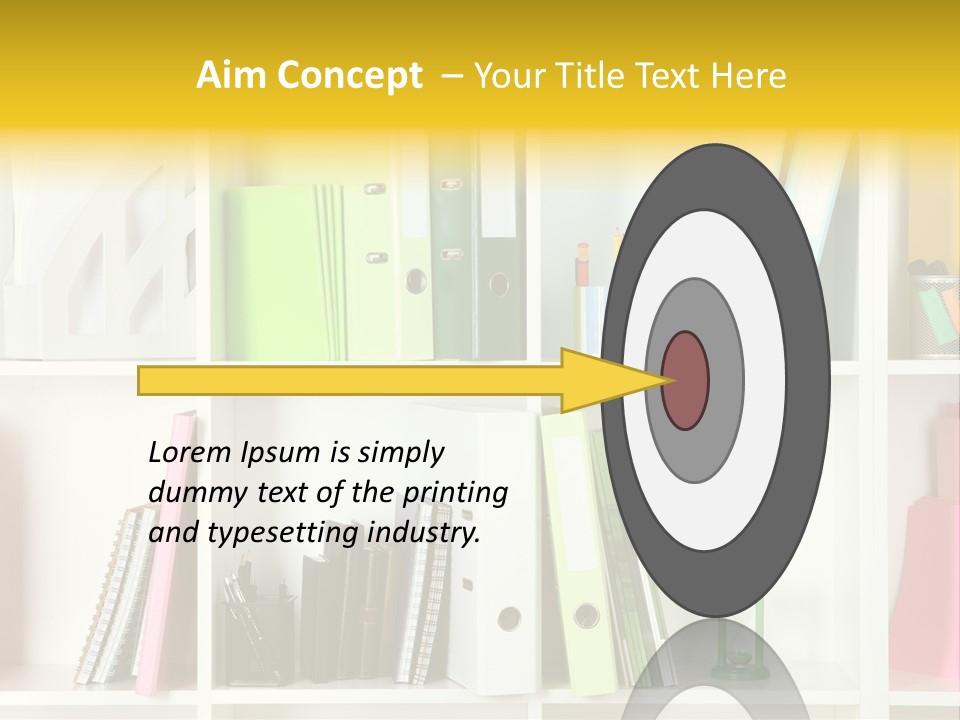 A Book Shelf Filled With Binders And Folders PowerPoint Template