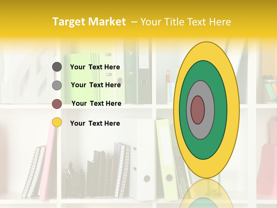 A Book Shelf Filled With Binders And Folders PowerPoint Template