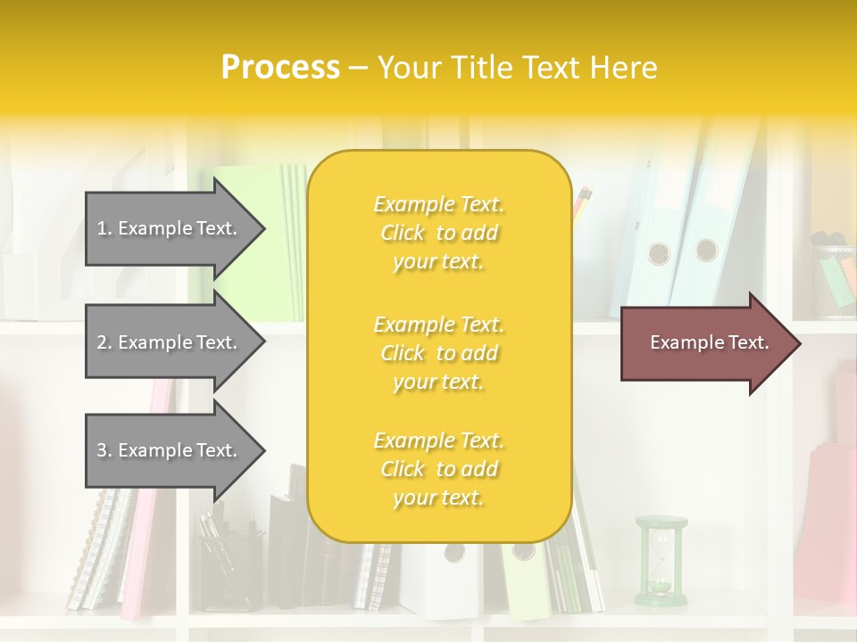 A Book Shelf Filled With Binders And Folders PowerPoint Template