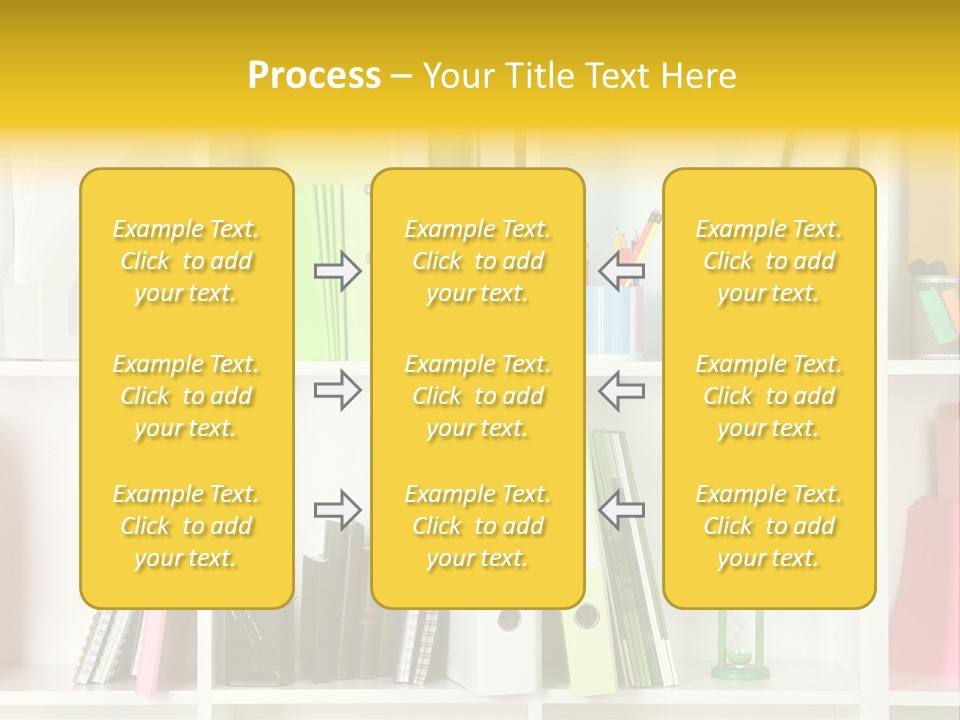 A Book Shelf Filled With Binders And Folders PowerPoint Template