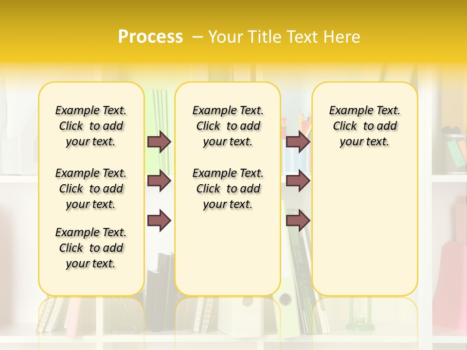 A Book Shelf Filled With Binders And Folders PowerPoint Template