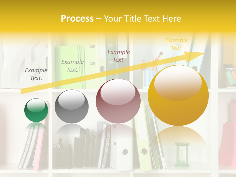 A Book Shelf Filled With Binders And Folders PowerPoint Template