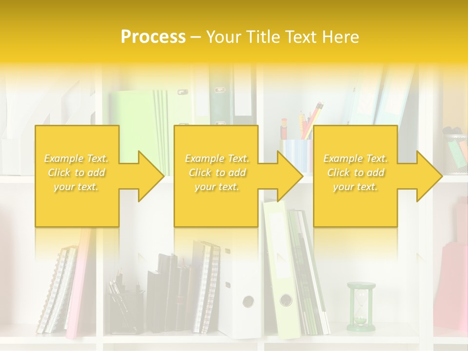 A Book Shelf Filled With Binders And Folders PowerPoint Template