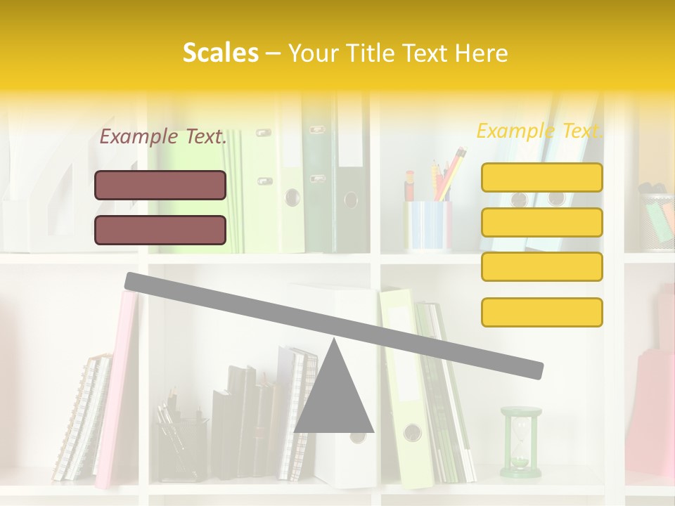 A Book Shelf Filled With Binders And Folders PowerPoint Template