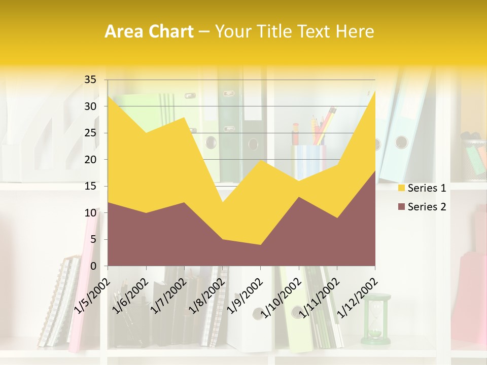 A Book Shelf Filled With Binders And Folders PowerPoint Template