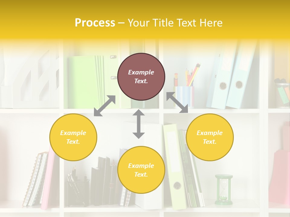 A Book Shelf Filled With Binders And Folders PowerPoint Template