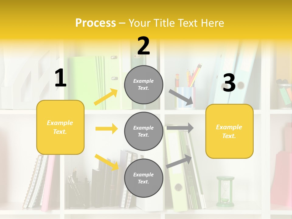 A Book Shelf Filled With Binders And Folders PowerPoint Template