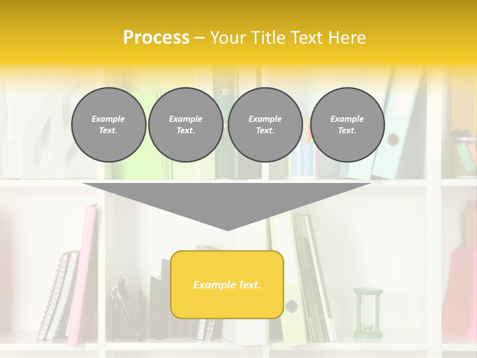A Book Shelf Filled With Binders And Folders PowerPoint Template
