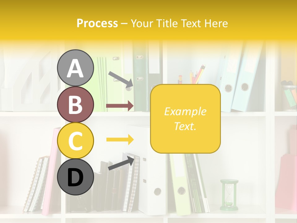 A Book Shelf Filled With Binders And Folders PowerPoint Template