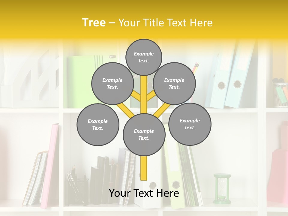 A Book Shelf Filled With Binders And Folders PowerPoint Template